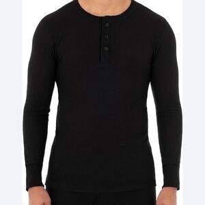 Fruit of the Loom Men's Thermal Waffle Henley Top, Size medium new